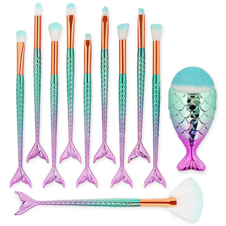 11PCS Set kozmetičnih senčil za senčila 3D Mermaid Makeup Brush Set