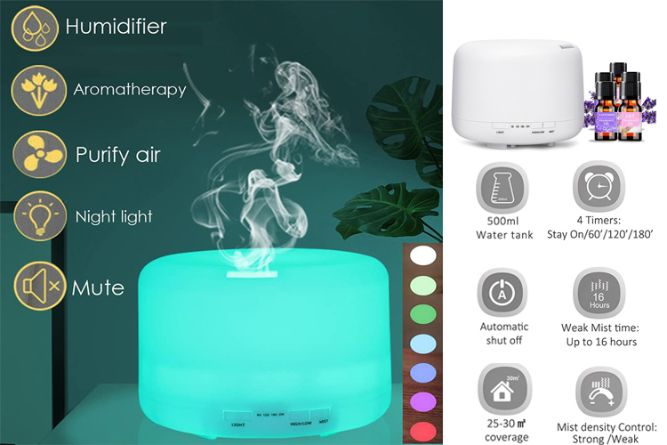 Cool Mist Humidifier Aroma difuzor eteričnega olja