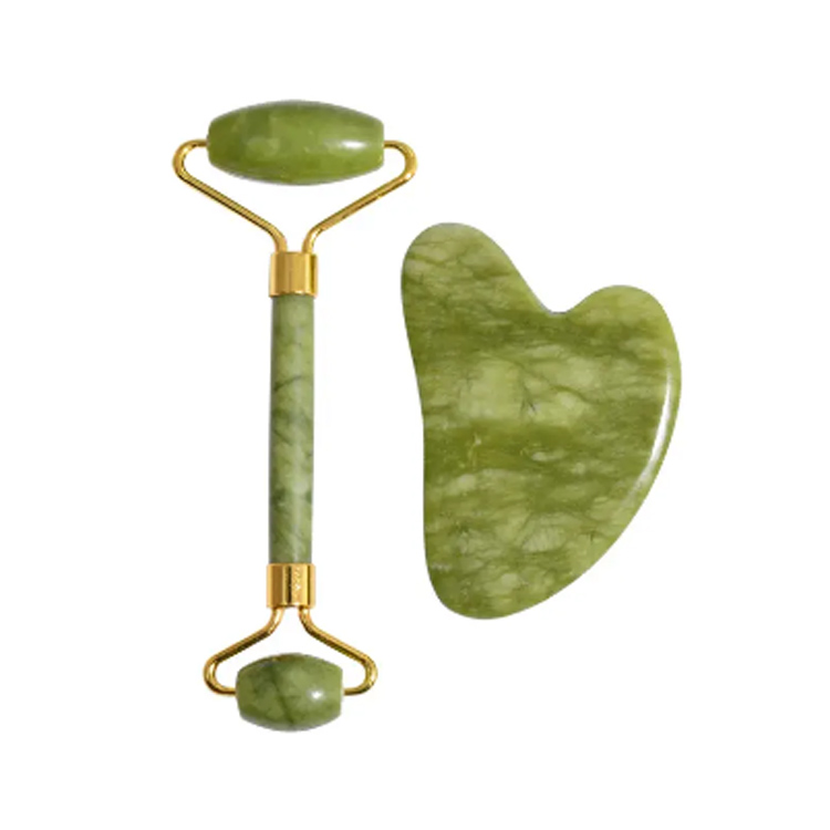 Visokokakovosten obrazni masager Natural Gua Sha Green Jade Roller
