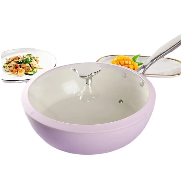 Sivkasta lupina porcelana wok cobblestone keramična ponvi