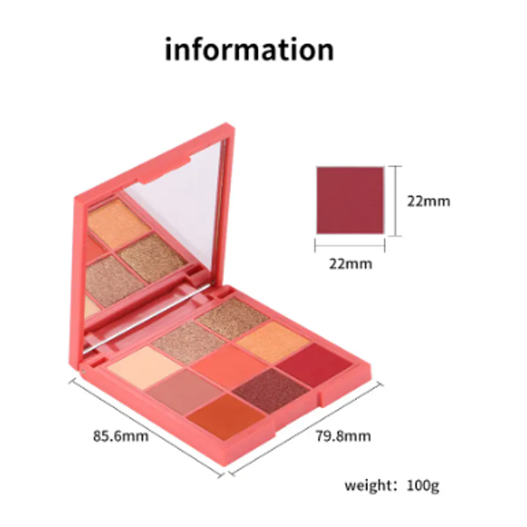Ličila Shimmer Matte 9 barvnih kvadratnih senčil paleta