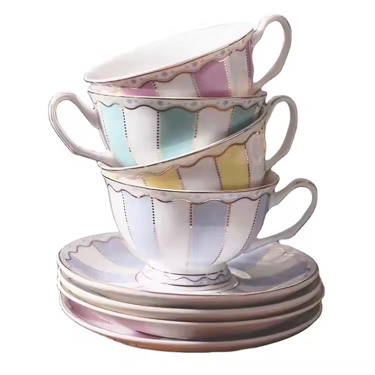 Milk Stripe Ceramics Porcelanasta skodelica za kavo in čaj
