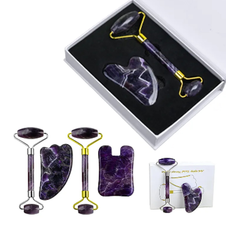 Naravni amethyst Jade Roller in Gua Sha Face Masager Set