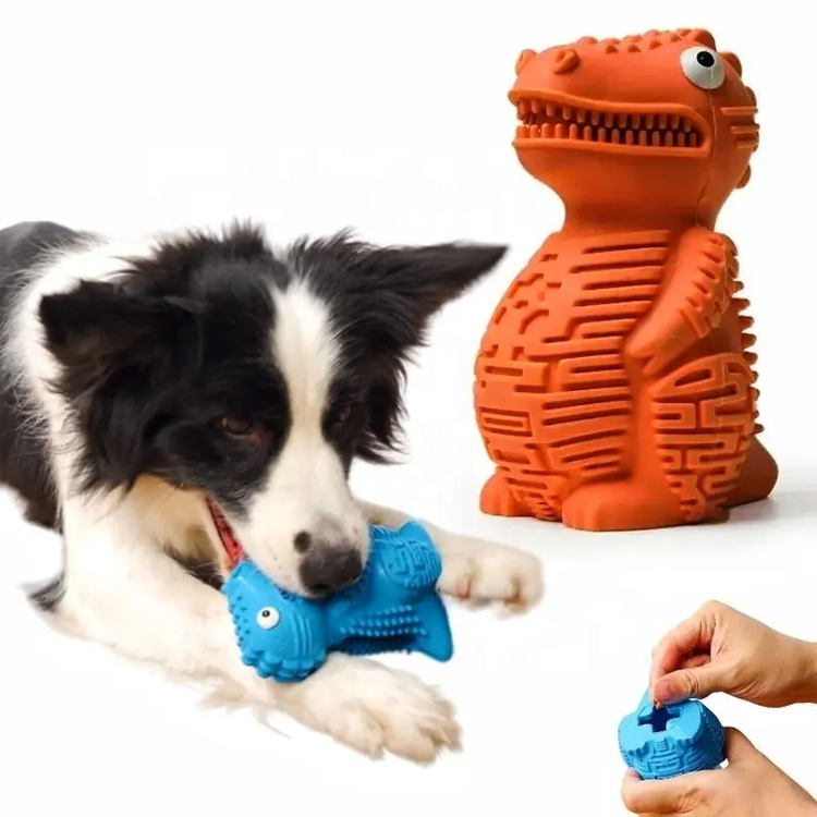 Tough Fetch Chew Trkošnji gumijasti dinozaver Puzzle Dog Toy